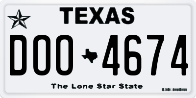 TX license plate DOO4674