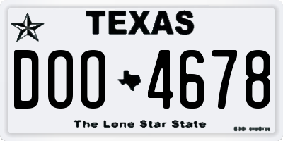 TX license plate DOO4678