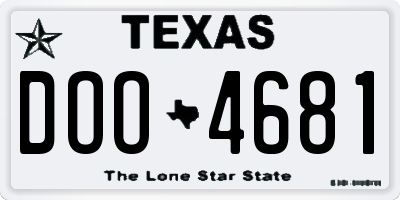 TX license plate DOO4681