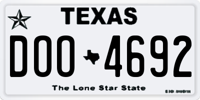 TX license plate DOO4692