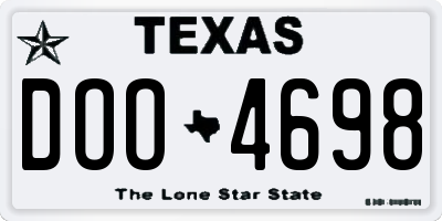 TX license plate DOO4698