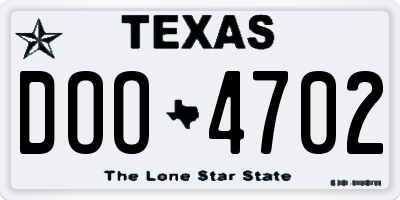 TX license plate DOO4702