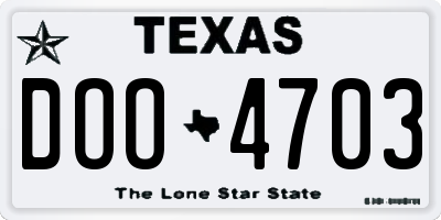 TX license plate DOO4703