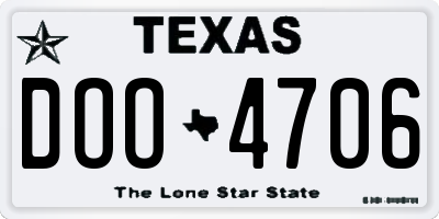 TX license plate DOO4706