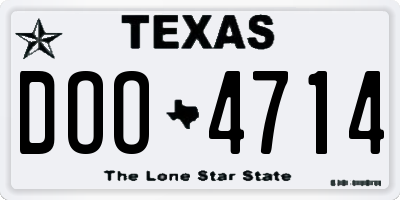TX license plate DOO4714