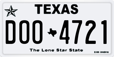 TX license plate DOO4721