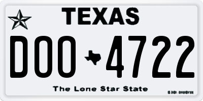 TX license plate DOO4722