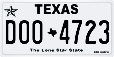 TX license plate DOO4723