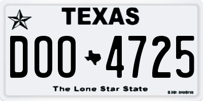 TX license plate DOO4725
