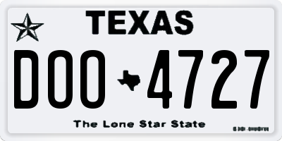 TX license plate DOO4727