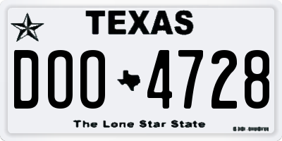 TX license plate DOO4728