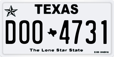 TX license plate DOO4731
