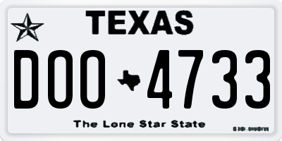 TX license plate DOO4733