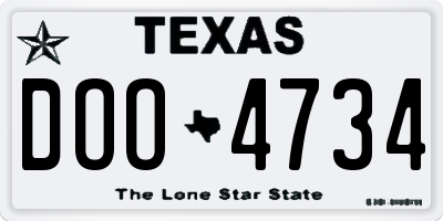 TX license plate DOO4734