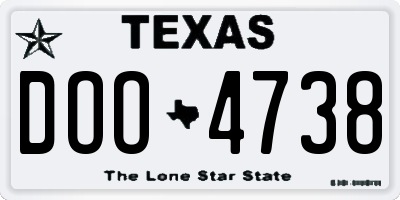 TX license plate DOO4738