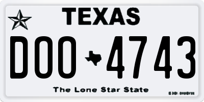 TX license plate DOO4743