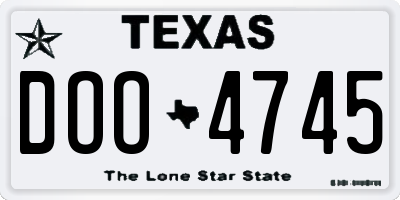 TX license plate DOO4745