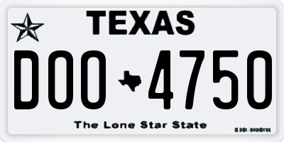 TX license plate DOO4750