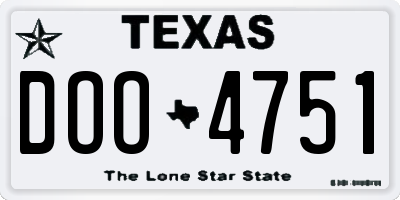 TX license plate DOO4751
