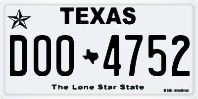 TX license plate DOO4752