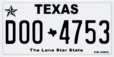 TX license plate DOO4753