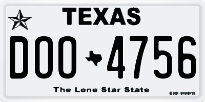 TX license plate DOO4756