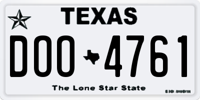 TX license plate DOO4761