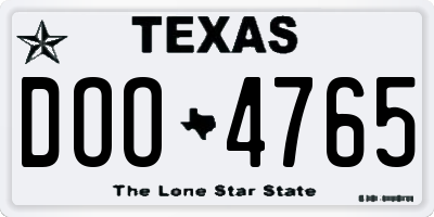 TX license plate DOO4765