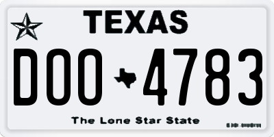 TX license plate DOO4783
