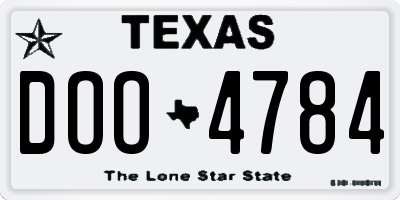 TX license plate DOO4784