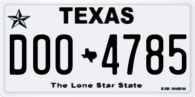 TX license plate DOO4785