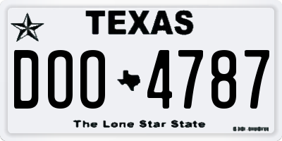 TX license plate DOO4787