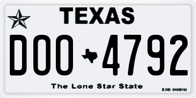 TX license plate DOO4792