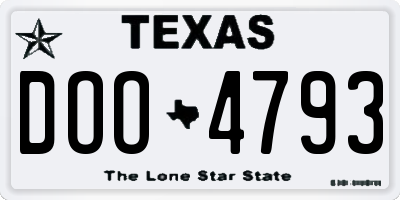 TX license plate DOO4793