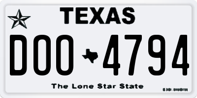 TX license plate DOO4794