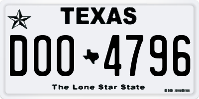 TX license plate DOO4796