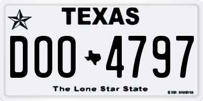 TX license plate DOO4797