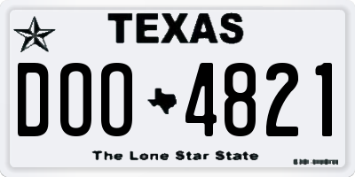 TX license plate DOO4821