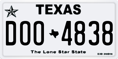 TX license plate DOO4838