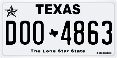 TX license plate DOO4863