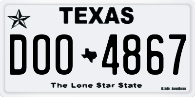 TX license plate DOO4867