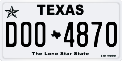 TX license plate DOO4870