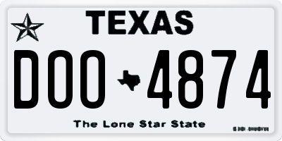 TX license plate DOO4874