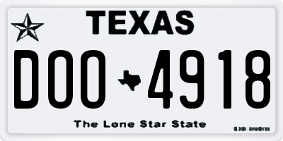 TX license plate DOO4918