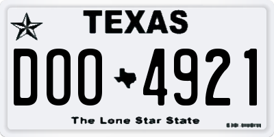TX license plate DOO4921