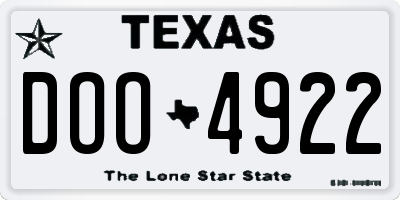 TX license plate DOO4922
