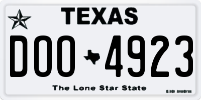TX license plate DOO4923