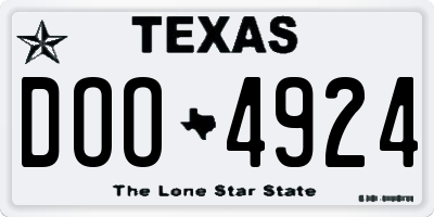 TX license plate DOO4924