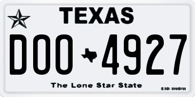 TX license plate DOO4927