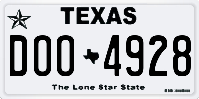 TX license plate DOO4928